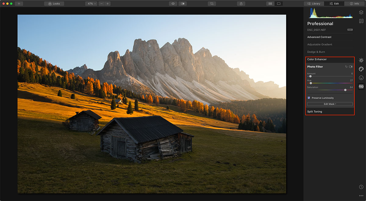 Boost colors in autumn photos