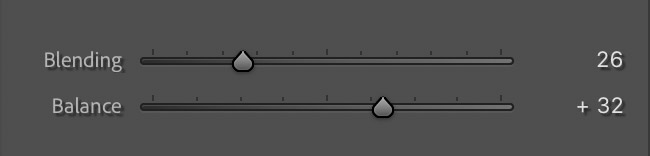Blending and Balance sliders in Color Grading Lightroom